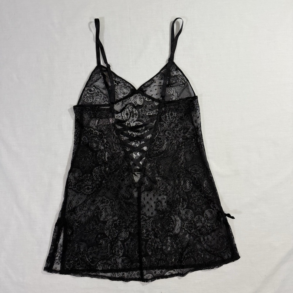 Victoria's Secret black lace with back lacing y2k SZ XS